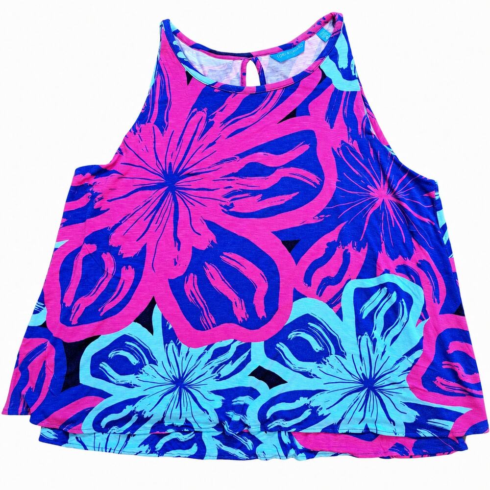 Tori Richard Honolulu Women's XL Tropical Floral Sleeveless Tank Top Hawaii